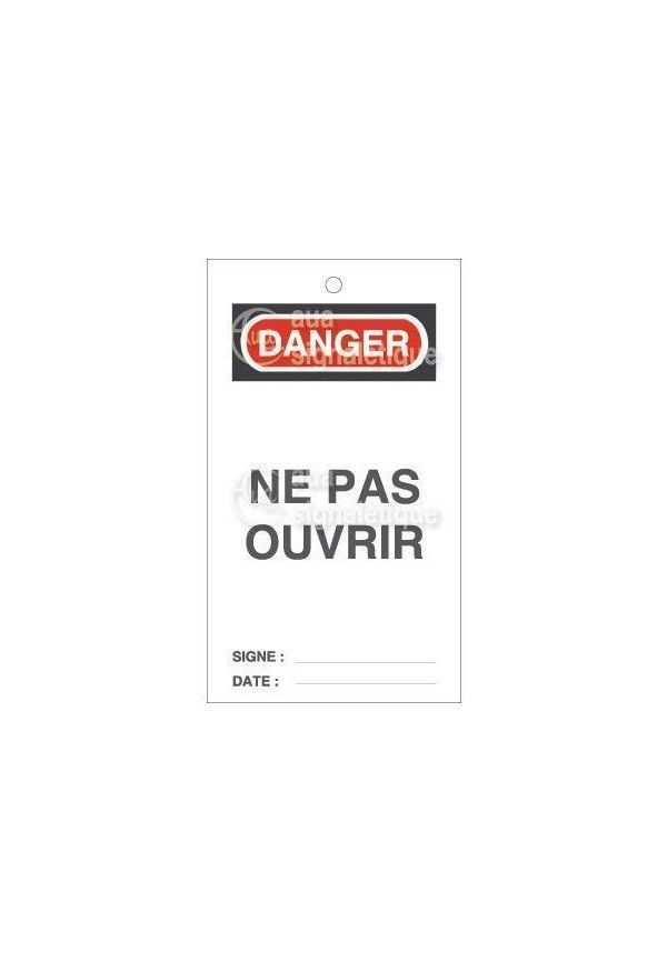 Lot 10 étiquettes de sécurité en PVC imprimé - Danger Ne pas ouvrir