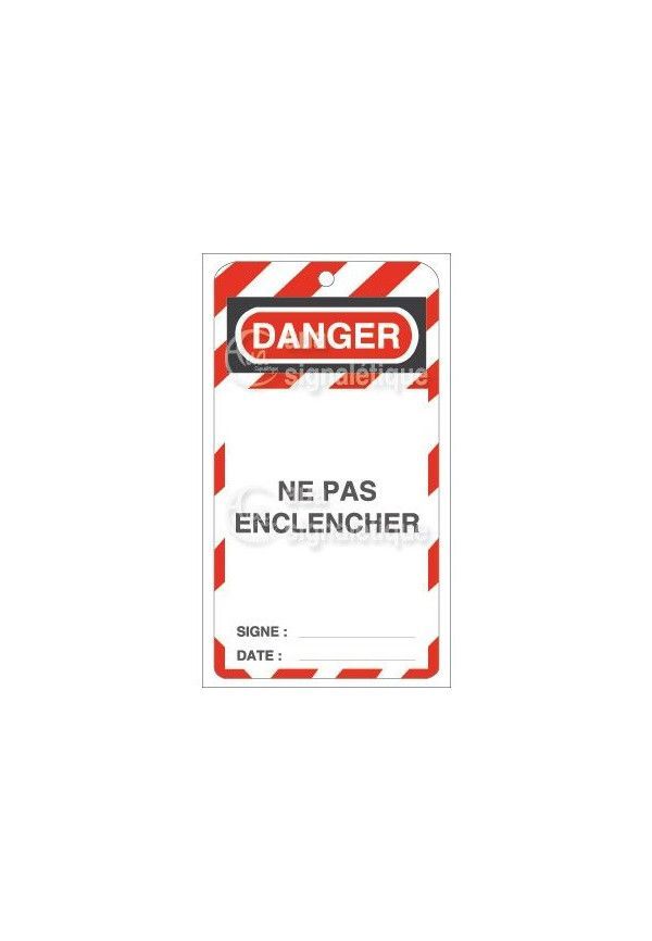 Lot 10 étiquettes de sécurité en PVC imprimé - Danger ne pas enclencher V2