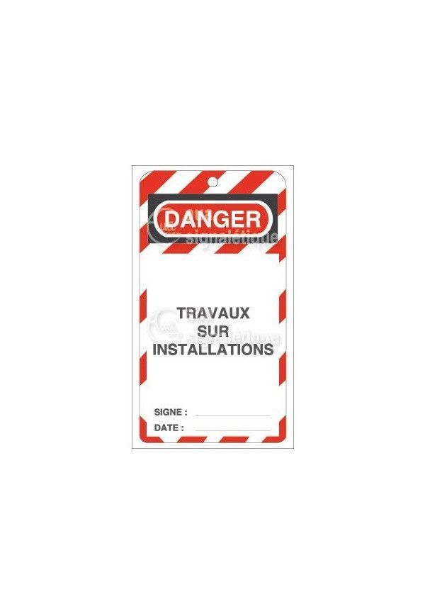 Lot 10 étiquettes de sécurité en PVC imprimé - Danger Travaux sur Installation