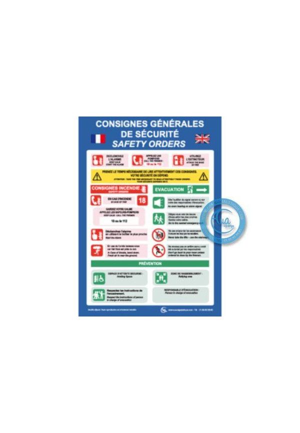 Consignes Générales de Sécurité Français/Anglais