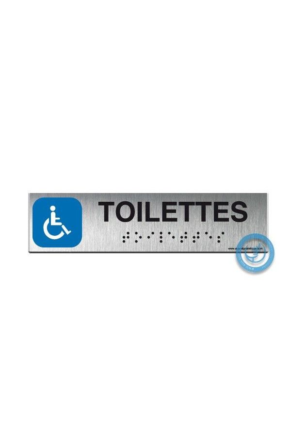 Alu Brossé - Braille - Toilettes Handicapés 200x50mm