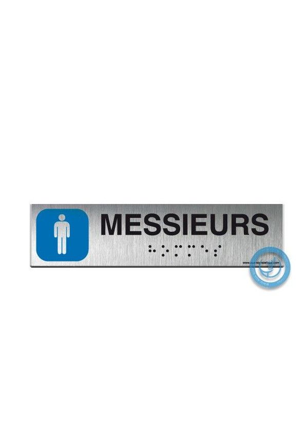 Alu Brossé - Braille - Toilettes Messieurs 200x50mm