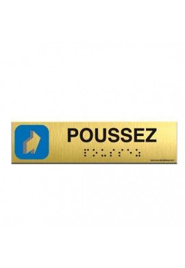 Alu Brossé - Braille - Poussez 200x50mm