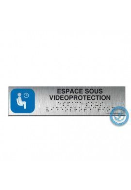 Alu Brossé - Braille - Espace sous surveillance 200x50mm