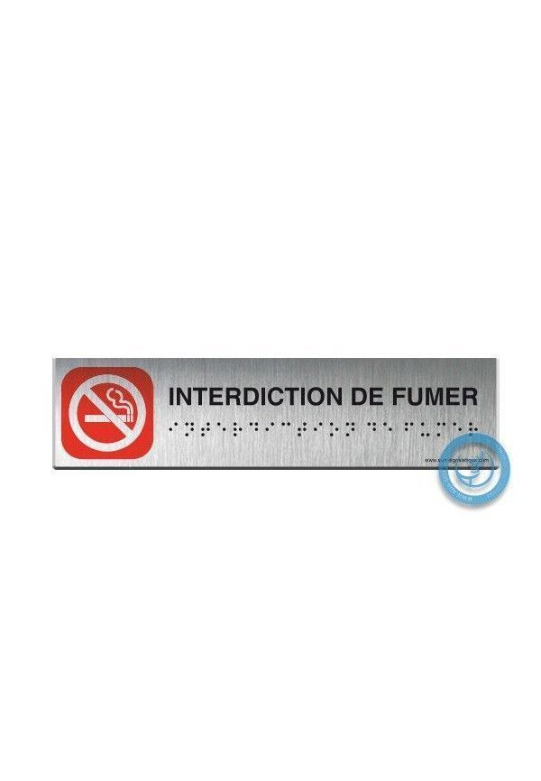 Alu Brossé - Braille - Interdiction de fumer 200x50mm