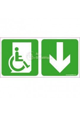 Panneau Direction de sortie Handicapé, En dessous vers la droite - C