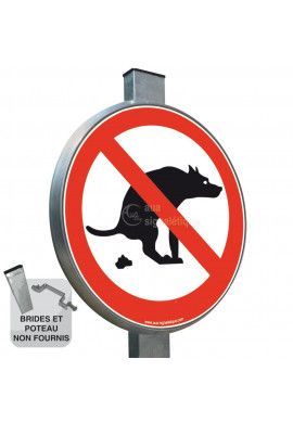 Déjections canines interdites - Panneau type routier avec rebord