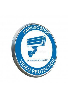 Parking Sous Vidéo Protection - Panneau type routier avec rebord