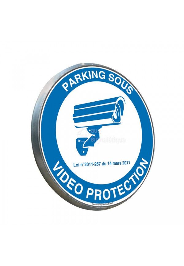 Parking Sous Vidéo Protection - Panneau type routier avec rebord