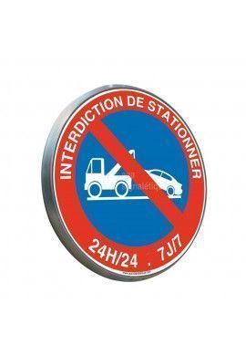 Interdiction de Stationner 24h/24 et 7J/7 - Panneau type routier avec rebord