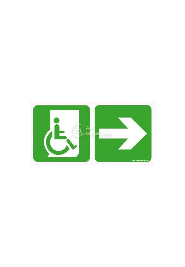 Panneau direction de sortie Handicapé, vers la droite
