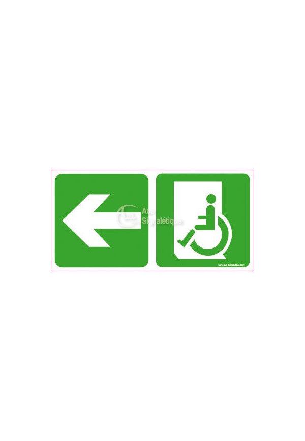 Panneau Direction de sortie Handicapé, vers la gauche - C