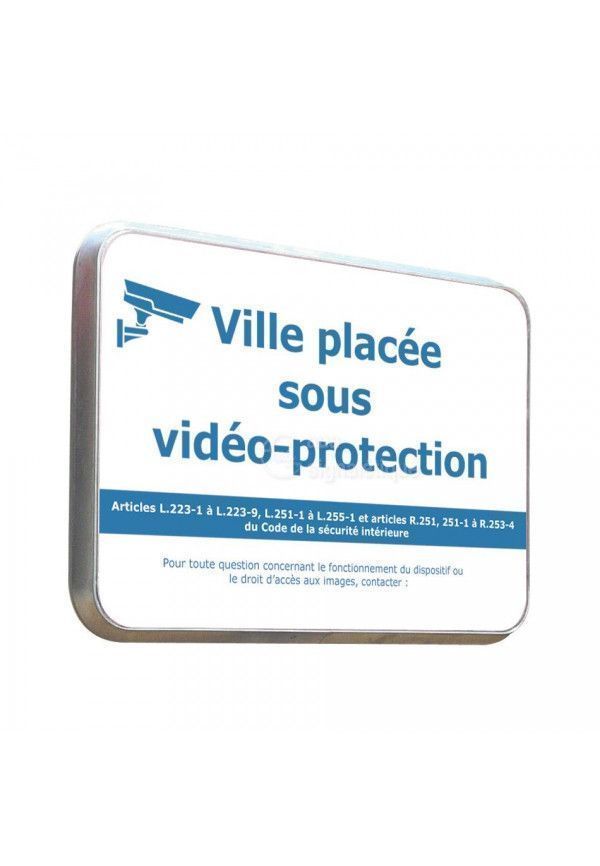 Ville Sous Vidéo Protection - Panneau Type Routier Avec Rebord