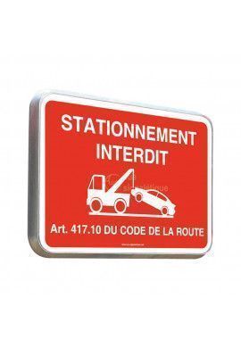 Stationnement Interdit Rouge - Panneau Type Routier Avec Rebord