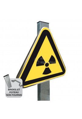 Danger, Matières radioactives ou radiations ionisantes ISO W003 - Panneau Type Routier Avec Rebord