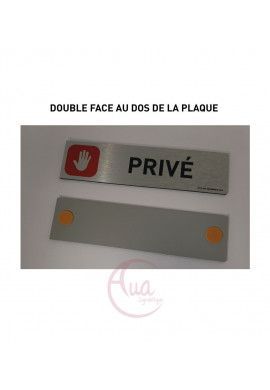 Plaque de porte Aluminium brossé imprimé AluSign - 200x50 mm - Téléphone interdit - Double Face adhésif au dos