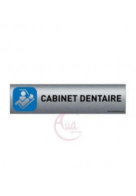Plaque de porte Aluminium brossé imprimé AluSign - 200x50 mm - Cabinet dentaire - Double Face adhésif au dos