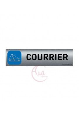 Plaque de porte Aluminium brossé imprimé AluSign - 200x50 mm - Courrier - Double Face adhésif au dos