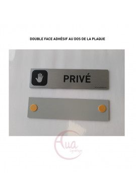 Plaque de porte Aluminium brossé imprimé AluSign DARK - 200x50 mm - Toilettes hommes - Double Face adhésif au dos