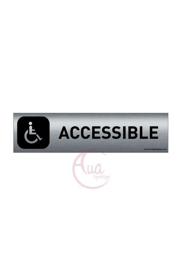 Plaque Aluminium brossé imprimé AluSign DARK - 200x50 mm - Accessible handicapés - Double Face adhésif au dos