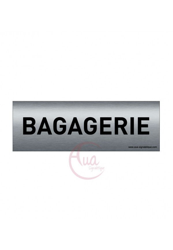Plaque de porte Aluminium brossé imprimé AluSign Texte - 150x50 mm - Bagagerie - Double Face adhésif au dos