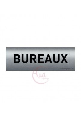 Plaque de porte Aluminium brossé imprimé AluSign Texte - 150x50 mm - Bureaux - Double Face adhésif au dos