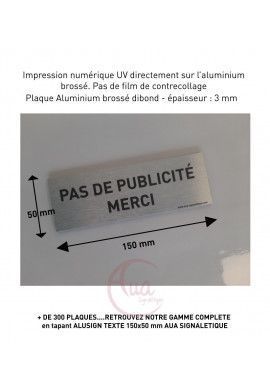Plaque de porte Aluminium brossé imprimé AluSign Texte - 150x50 mm - Chaufferie - Double Face adhésif au dos