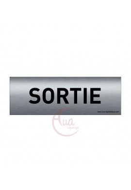 Plaque de porte Aluminium brossé imprimé AluSign Texte - 150x50 mm - Sortie - Double Face adhésif au dos
