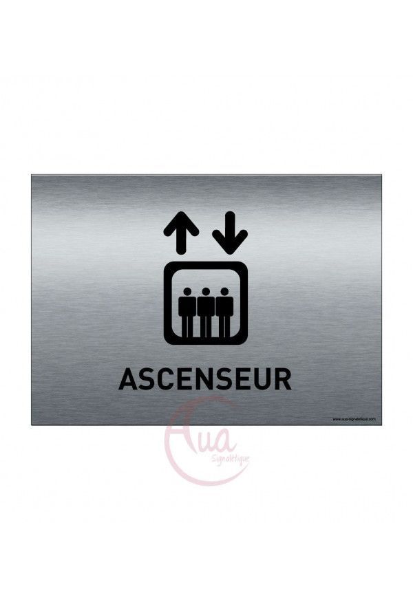 Plaque de porte Aluminium brossé imprimé AluSign - 210x150 mm - Ascenseur - Double Face adhésif au dos