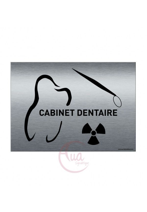 Plaque de porte Aluminium brossé imprimé AluSign - 210x150 mm - Cabinet dentaire - Double Face adhésif au dos