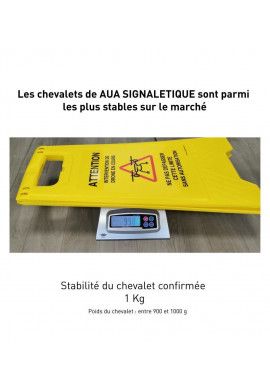 Chevalet de signalisation harnais de sécurité obligatoire - Poids 1Kg en plastique jaune