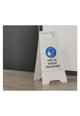 Chevalet de signalisation interdiction de s'asseoir  - Poids 1KG en plastique blanc