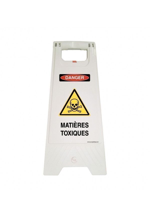Chevalet de signalisation matières radioactives danger - Poids 1KG en plastique blanc