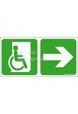 Panneau Direction de Sortie Handicapé, vers la droite