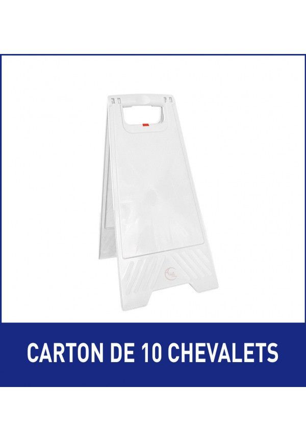 1 Carton de 10 Chevalets signalisation vierge sans marquage - Poids 1KG en plastique blanc