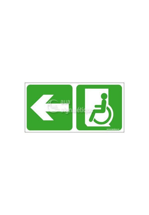 Panneau Direction de Sortie Handicapé, vers la gauche - C