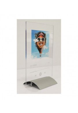 Plaque SPOTIFY Musique avec socle aluminium - écriture en BLANC personnalisée - Photo imprimée sur plexiglass transparent