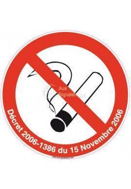 Panneau Interdiction de fumer avec décret