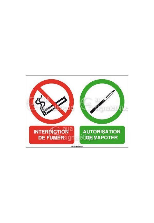 Panneau Interdiction de Fumer, Autorisation de Vapoter