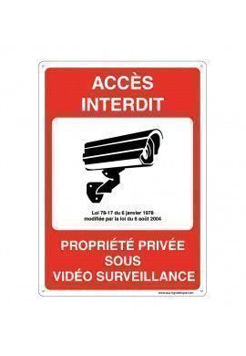 Panneau Prépercé avec angles arrondis - Accès Interdit Propriété Privée Sous Vidéo Surveillance
