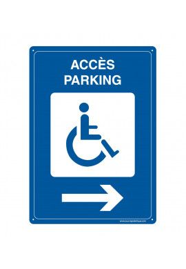 Panneau Prépercé avec angles arrondis - Accès Parking Handicapés à Droite