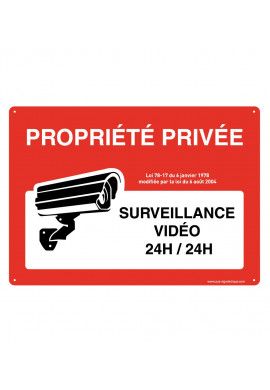 Panneau Prépercé avec angles arrondis - Propriété Privée Surveillance Sous Vidéo 24H/24