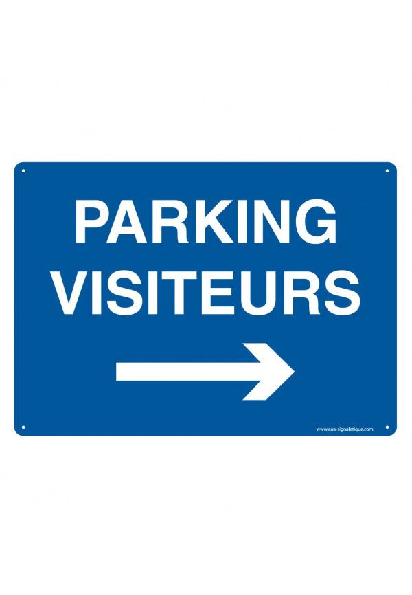 Panneau Prépercé avec angles arrondis - Parking Visiteurs à Droite