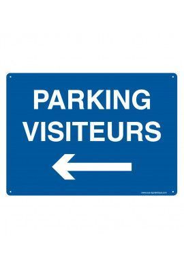Panneau Prépercé avec angles arrondis - Parking Visiteurs Flèche à Gauche