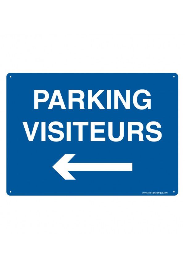 Panneau Prépercé avec angles arrondis - Parking Visiteurs Flèche à Gauche