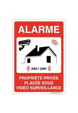 Panneau Signalisation avec coins arrondis - Alarme Propriété Privée Placée Sous Vidéo Surveillance