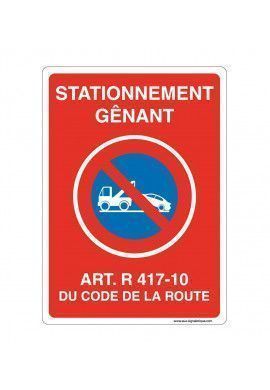 Panneau Signalisation avec coins arrondis - Stationnement Gênant Article. R 417-10 Du Code De La Route