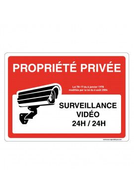 Panneau Signalisation Avec Coins Arrondis - Propriété Privée - Surveillance Vidéo 24h/24h