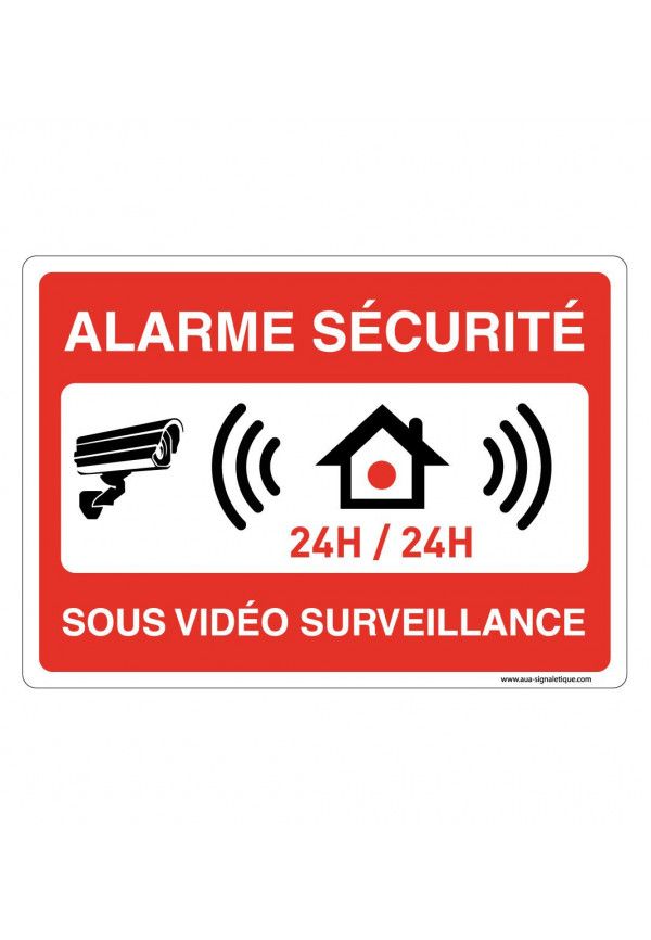 Panneau Signalisation Avec Coins Arrondis - Alarme Sécurité Sous Surveillance Vidéo 24h/24h