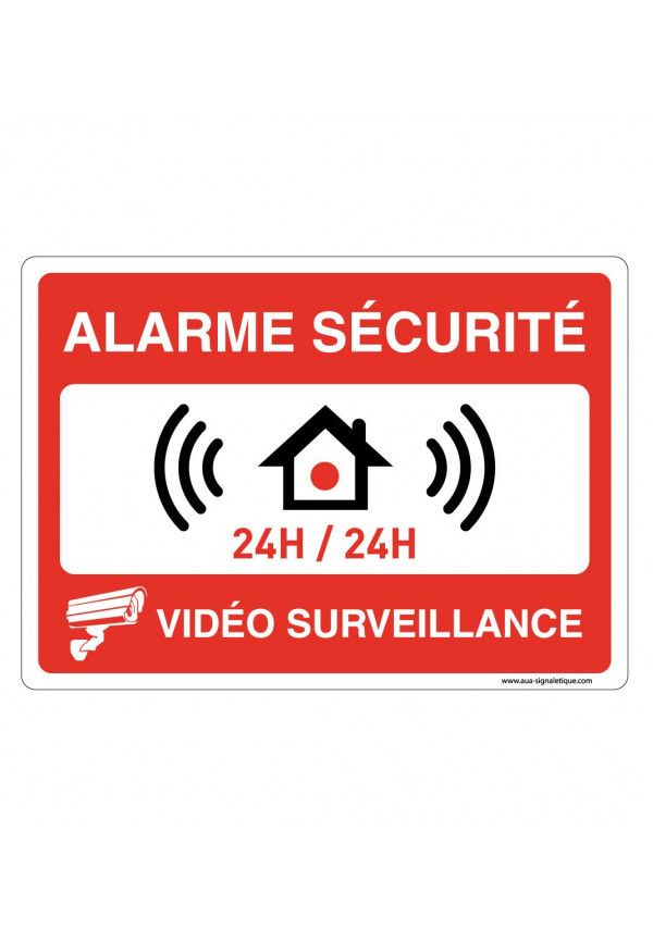 Panneau Signalisation Avec Coins Arrondis - Alarme Sécurité Sous Vidéo Surveillance 24h/24h